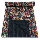 Indische Baumwolle Kantha Quilt Bettwäsche Bettüberwurf Sofaüberwurf Tagesdecke Queen Size Handgemacht Floral Print Decke Vintage Gudri